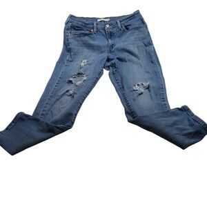 Levi's Womens Boyfriend Distressed Jeans Size 30 Blue Denim 19887-0126